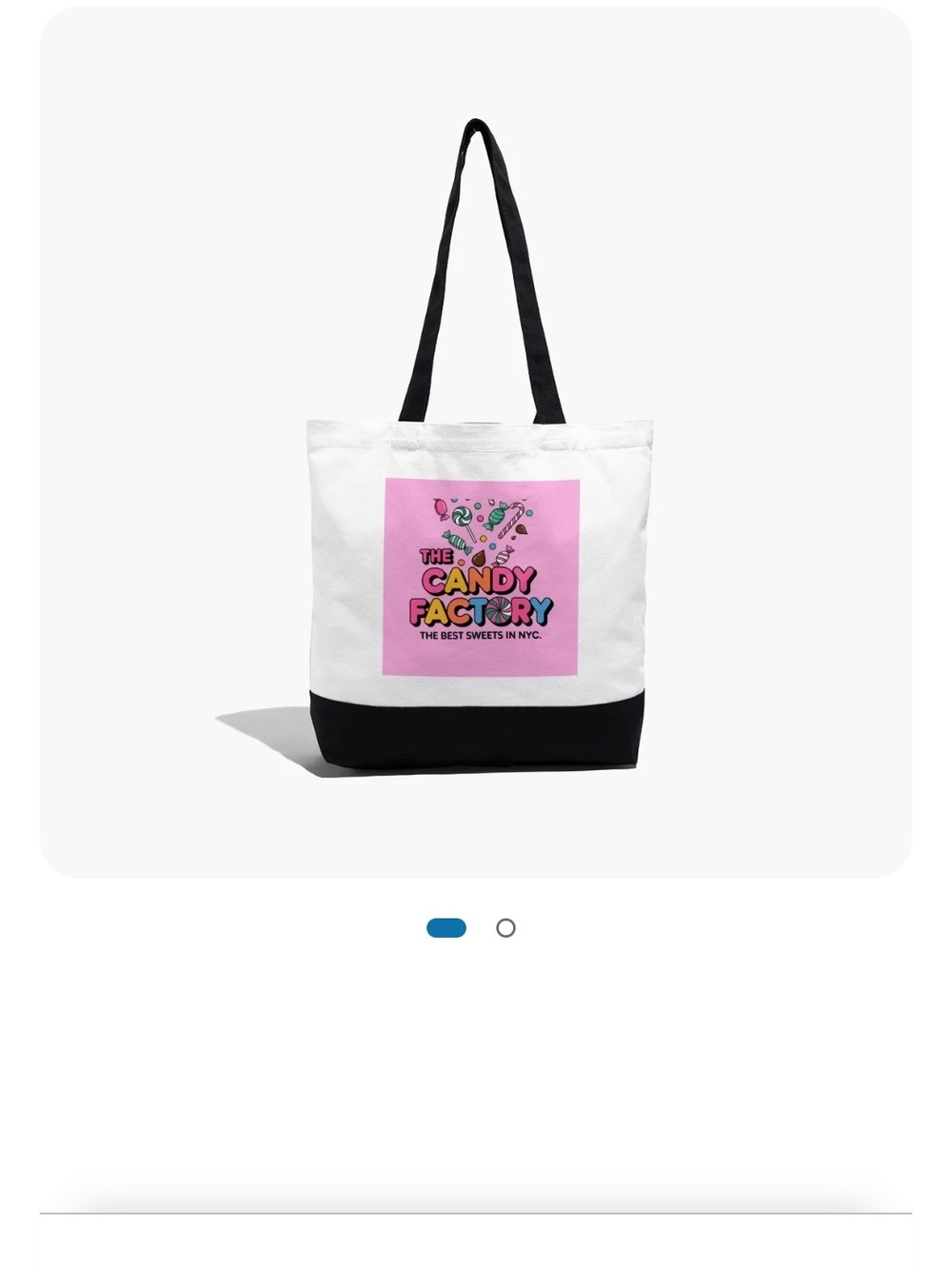 The Candy Factory White & Black Canvas Tote Bag